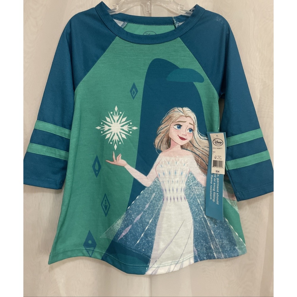 Disney Collection Girls Long Sleeve Elsa Frozen Crew Neck Nightshirt Size 2 - Picture 1 of 3
